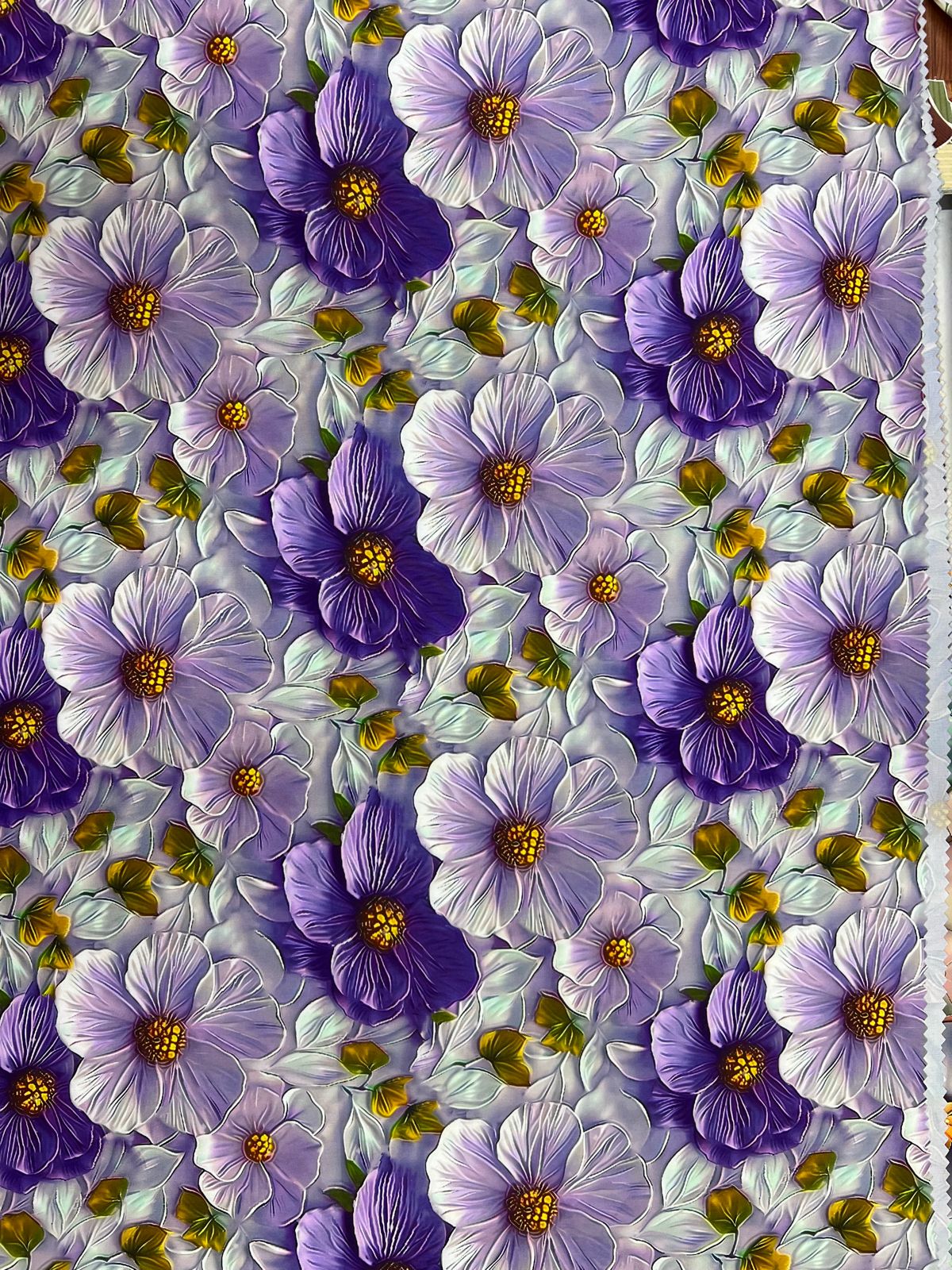 Tela Seda Mango 3D Diseño de Flores X Metro.