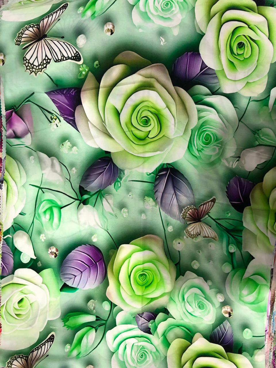 Tela Chalis 3D Diseño Flores X Metro.