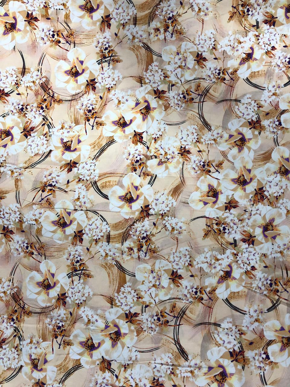 Tela Chalis 3D Diseño Flores X Metro.