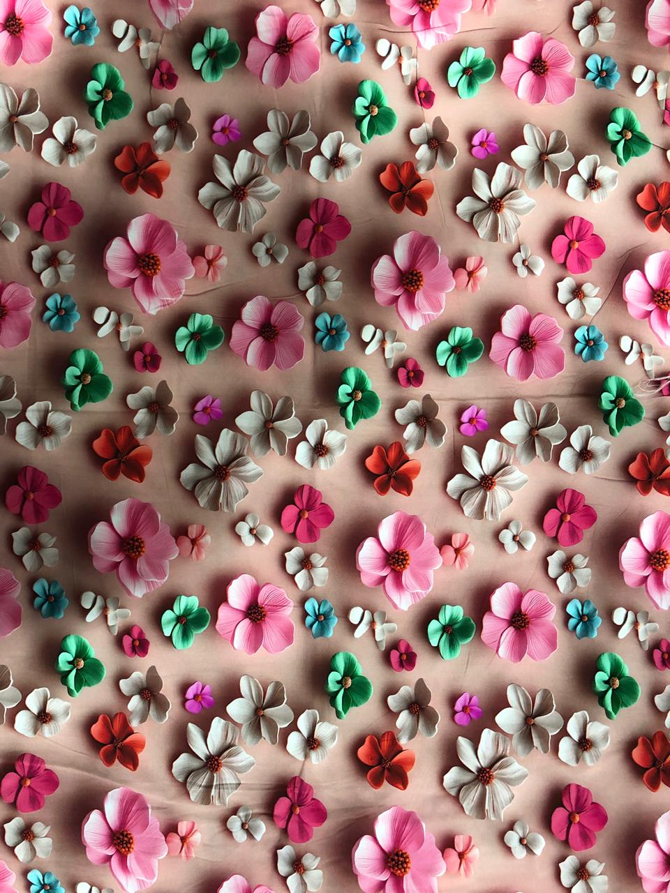 Tela Chalis 3D Diseño Flores X Metro.