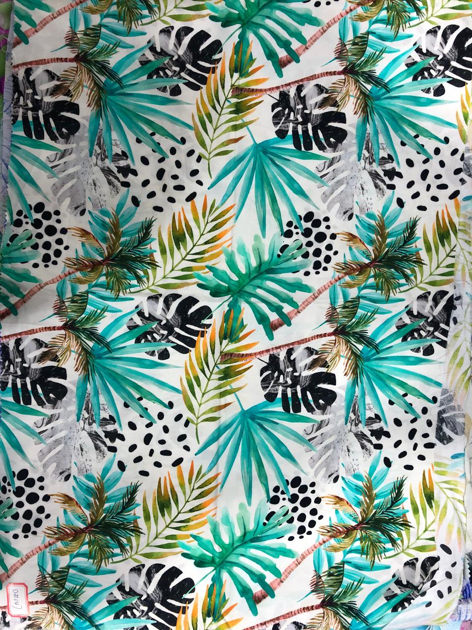 Tela Chalis 3D Diseño Plantas X Metro.