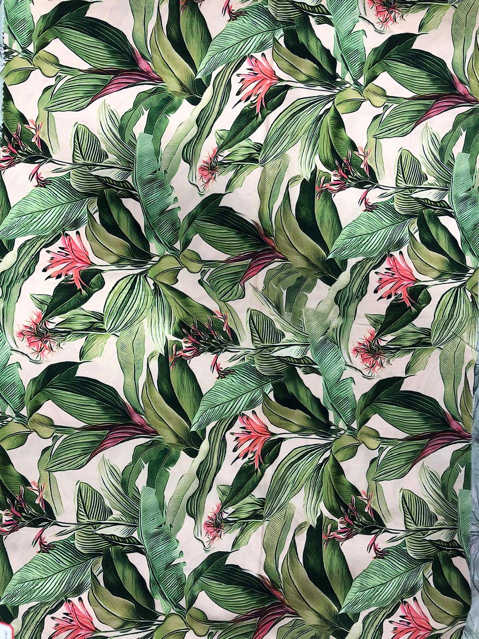 Tela Chalis Rayón Estampado botánico X Metro.