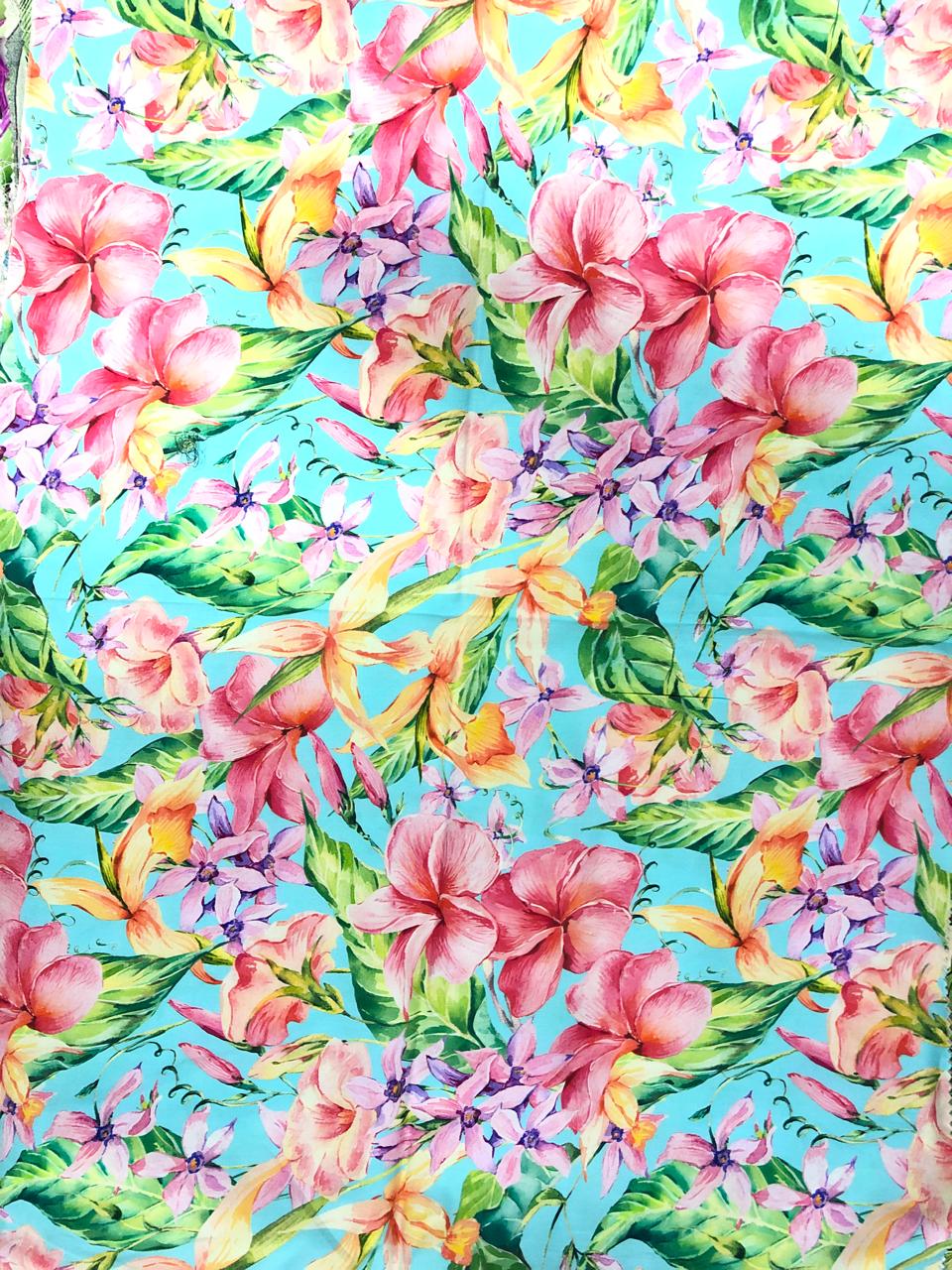 Tela Chalis Rayón Estampado botánico X Metro.