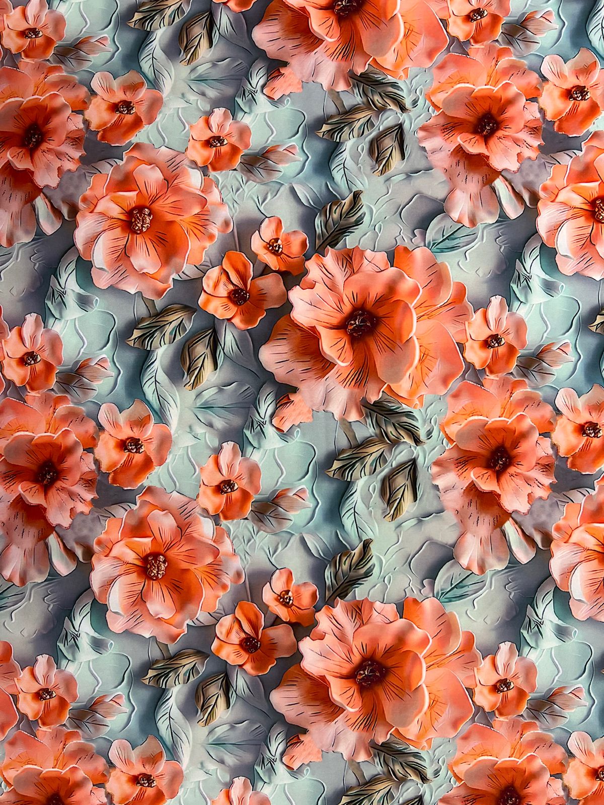 Tela Seda Mango 3D Diseño de Flores X Metro