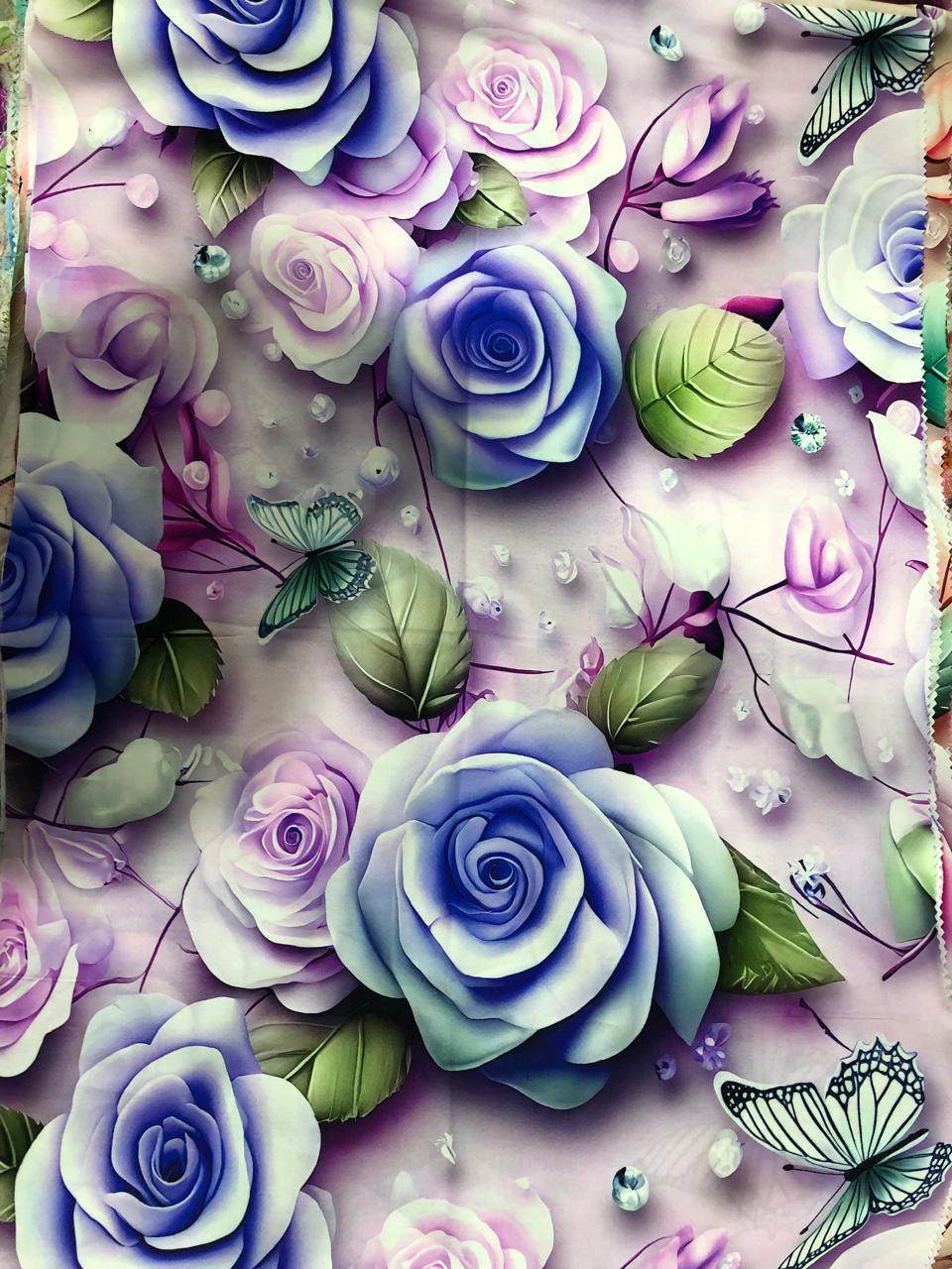 Tela Chalis 3D Diseño Flores X Metro.