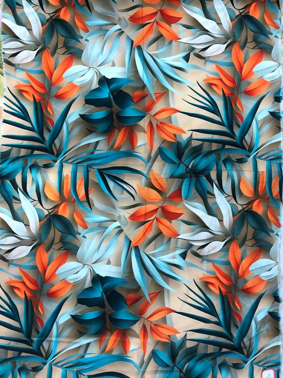 Tela Chalis Rayón Estampado botánico X Metro.