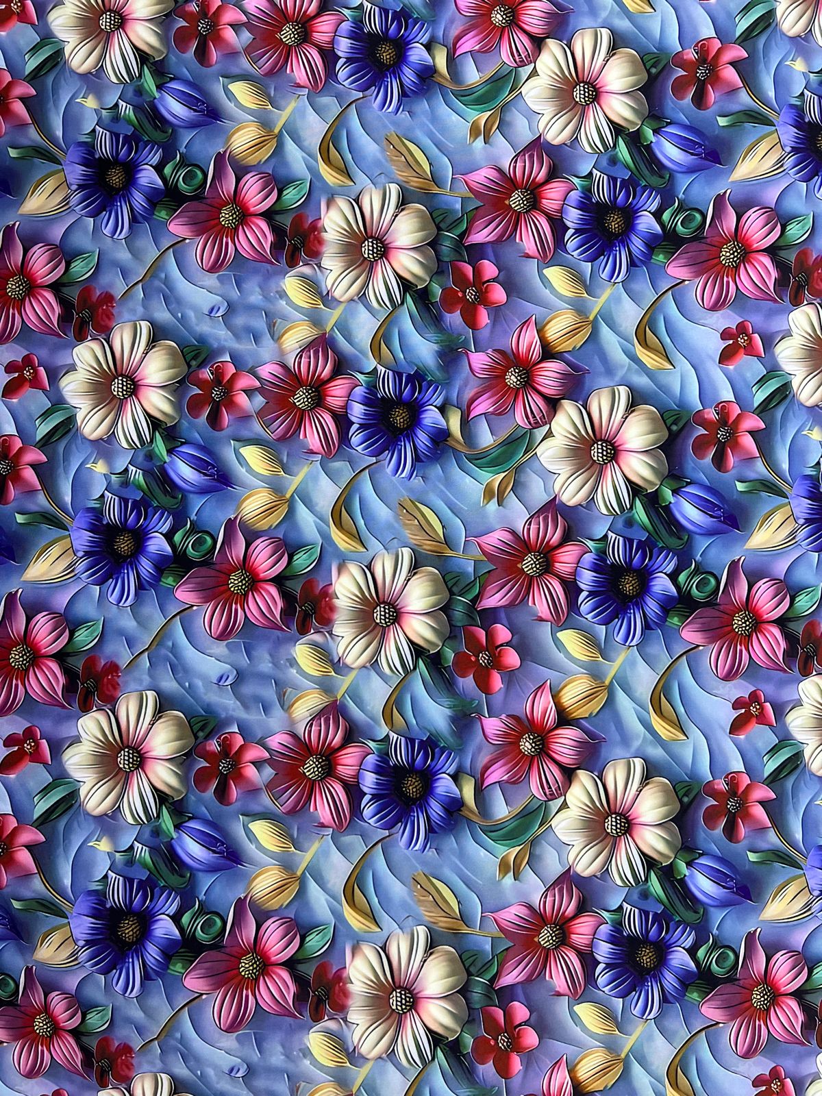 Tela Seda Mango 3D Diseño de Flores X Metro.