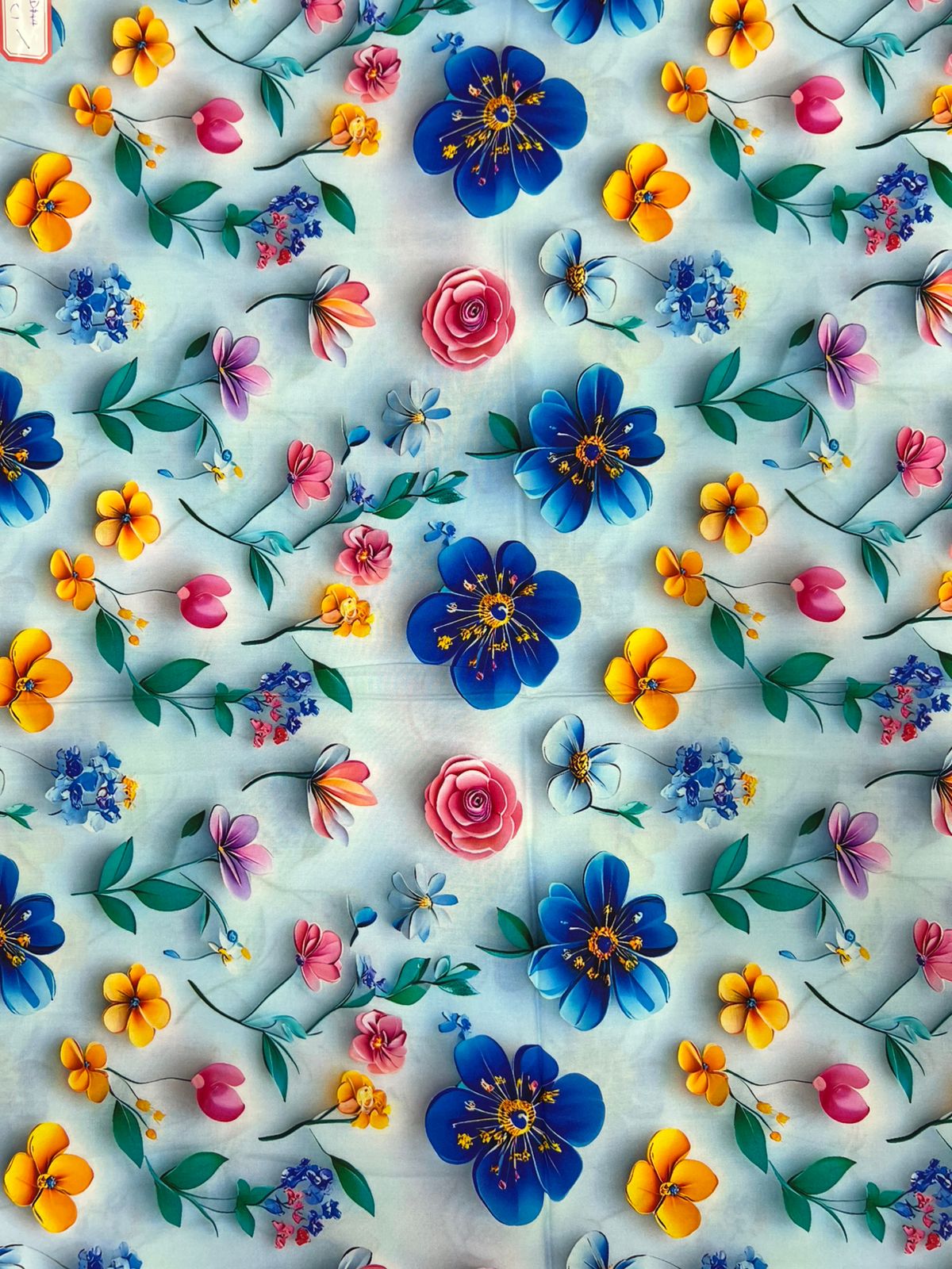 Tela Chalis 3D Diseño Flores X Metro.