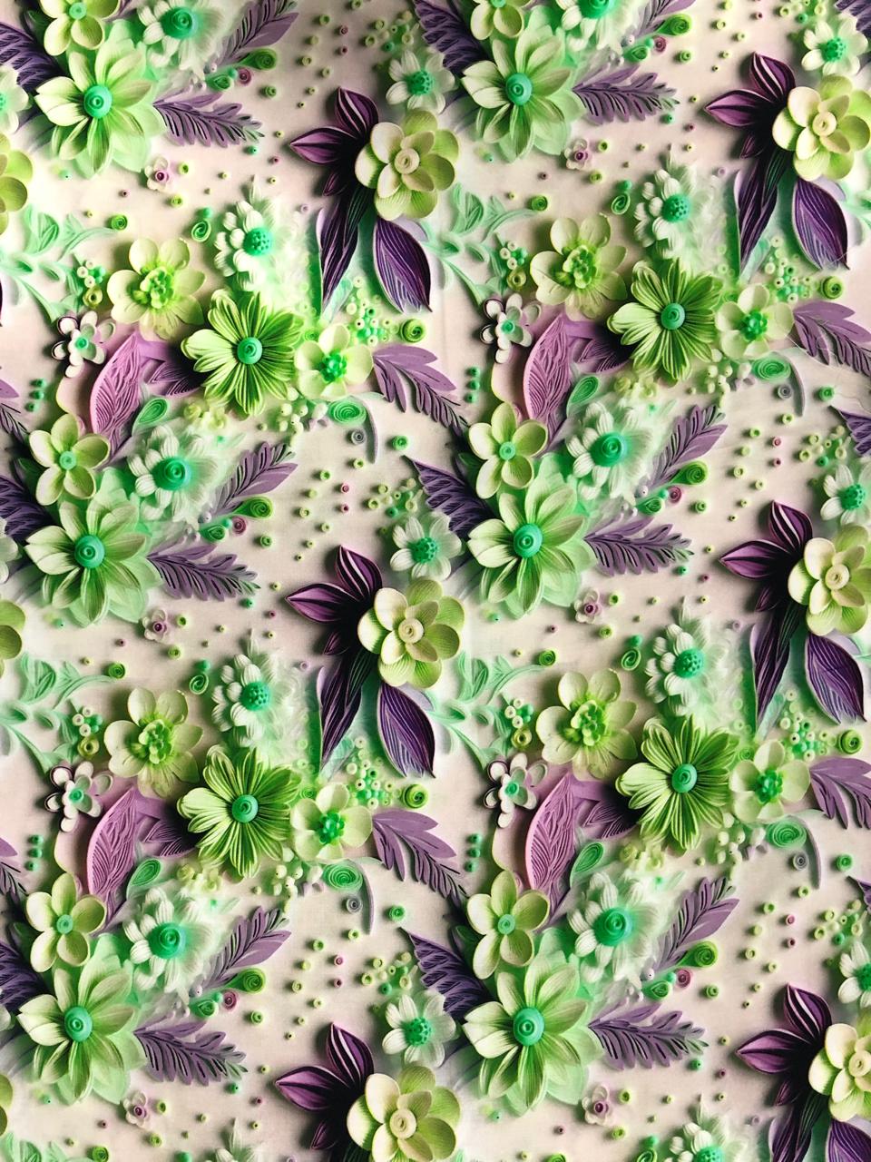 Tela Chalis 3D Diseño Flores X Metro.