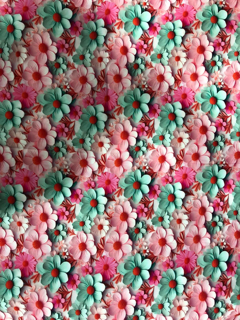 Tela Chalis 3D Diseño Flores X Metro.