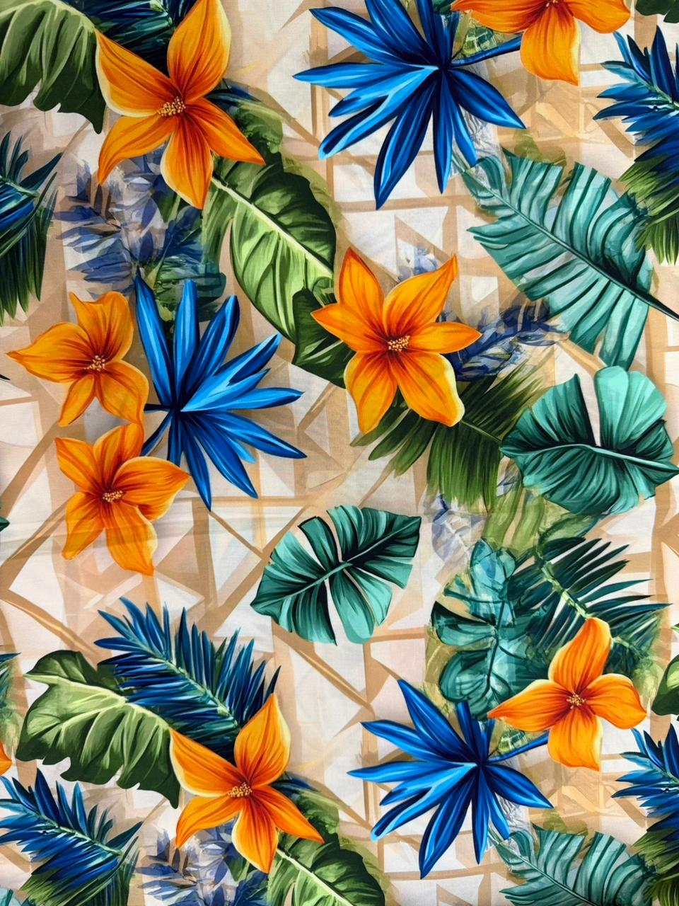 Chalis Rayon Estampado Botánico X Metro.