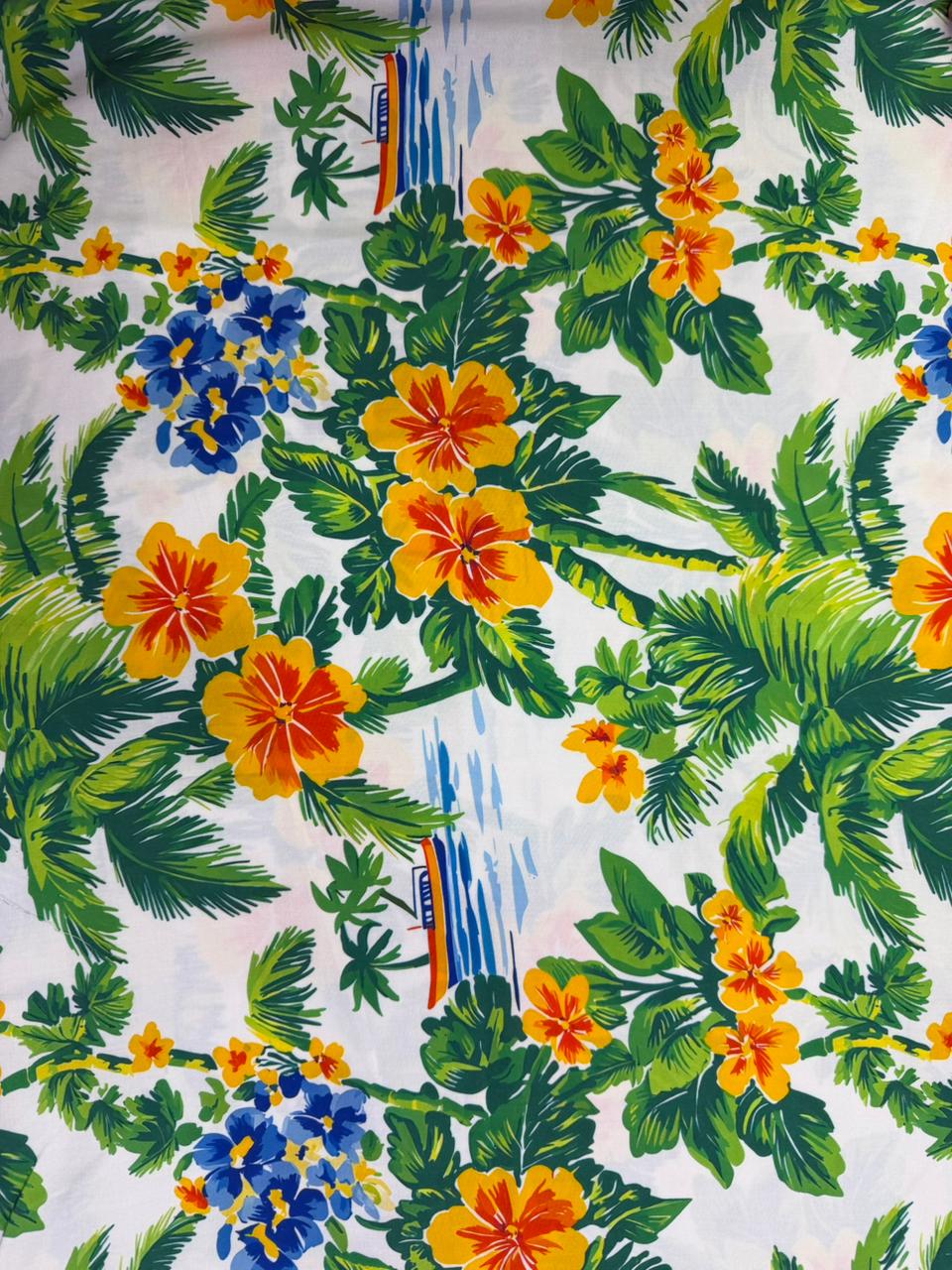 Chalis Rayon Estampado Botánico X Metro.