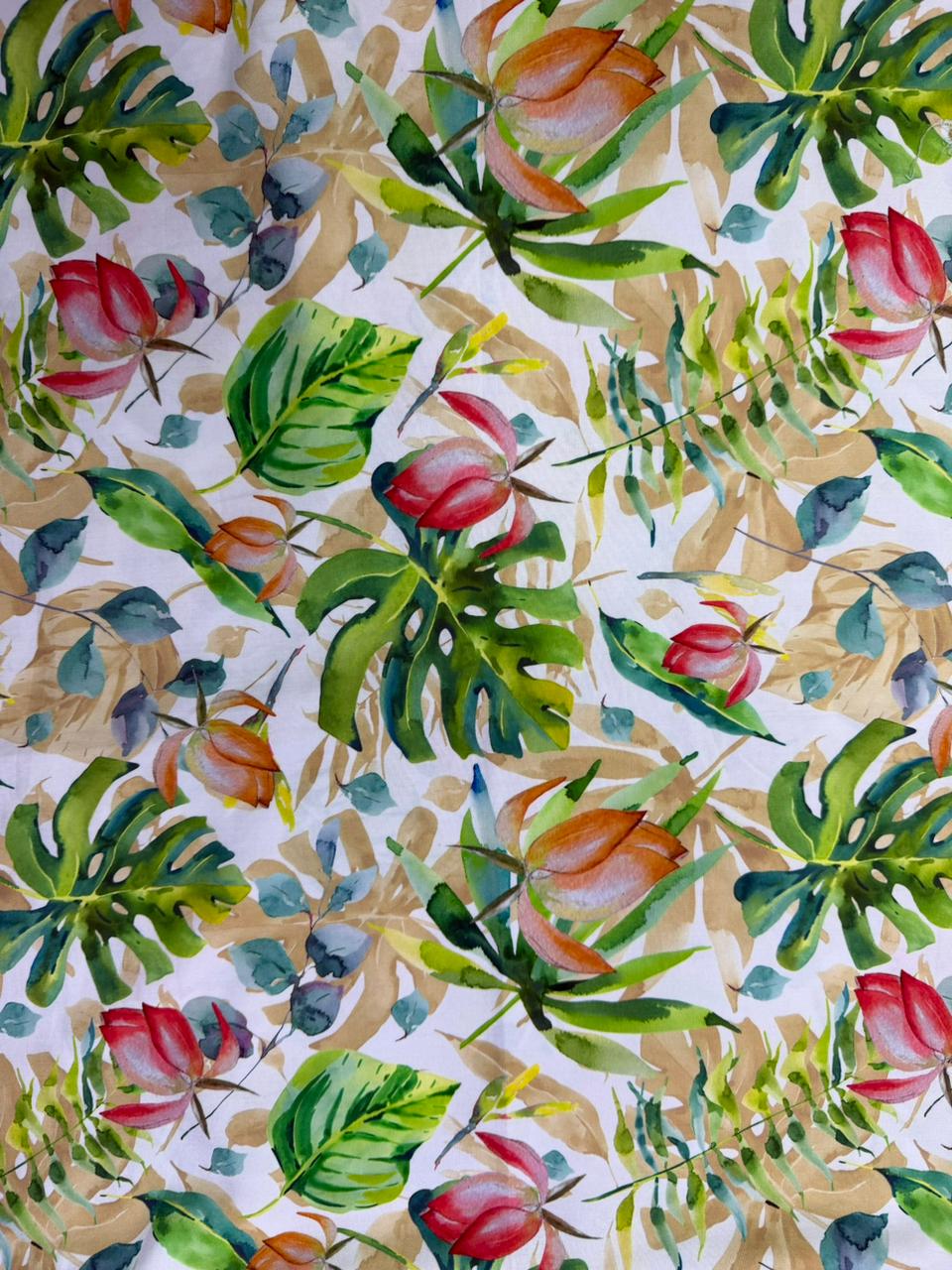 Chalis Rayon Estampado Botánico X Metro.