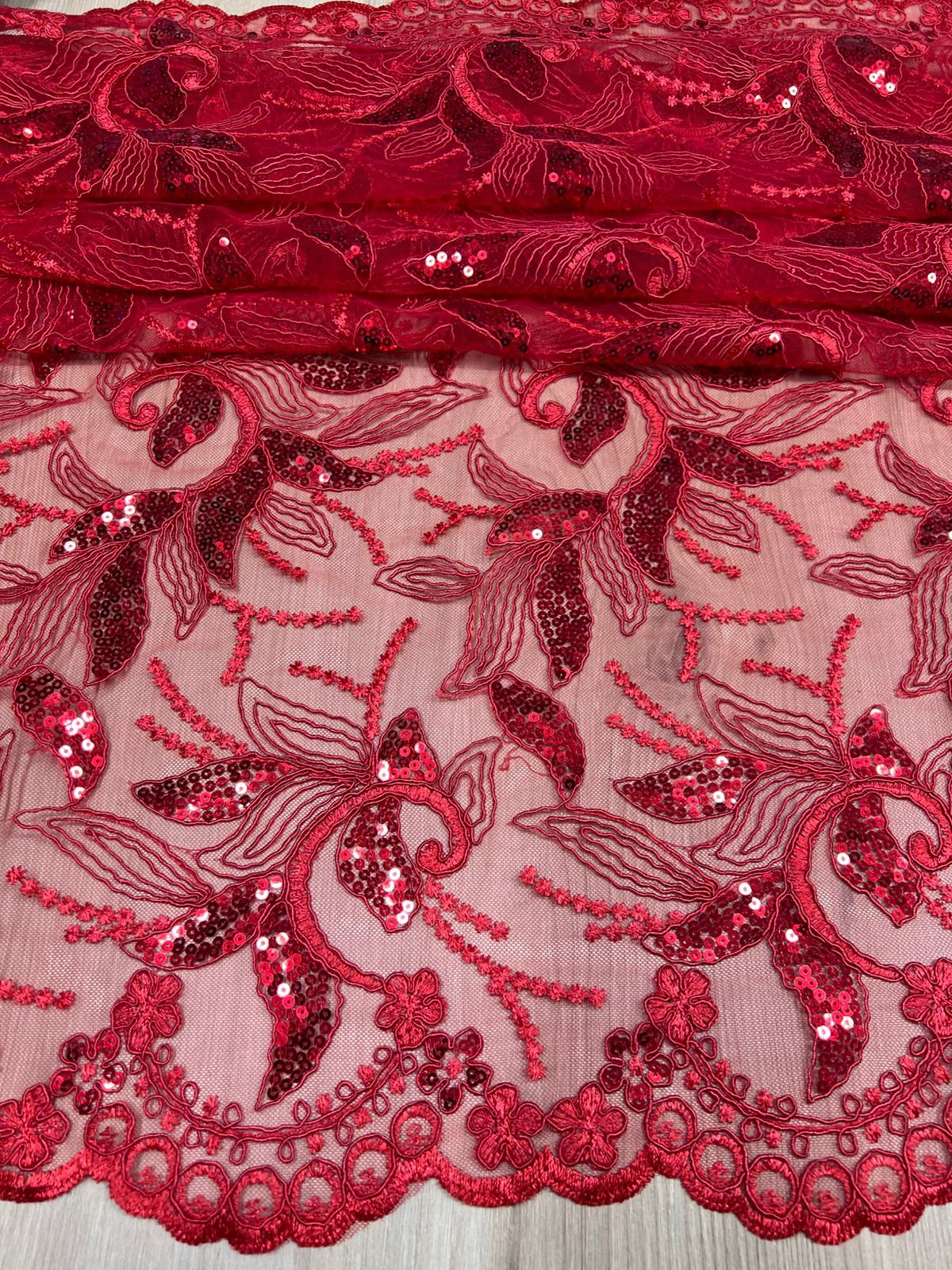 Tela Chantilly Lentejuela X Metro.