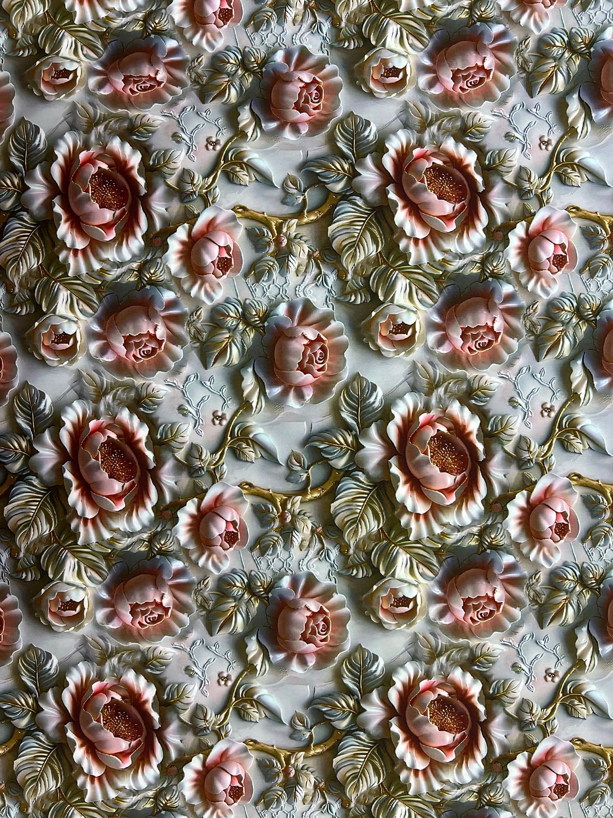 Tela Seda Mango 3D Diseño de Flores X Metro