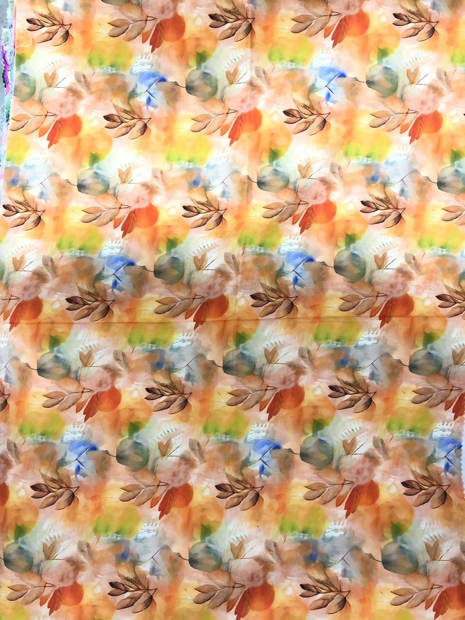 Tela Chalis Rayón Estampado Botánico X Metro.