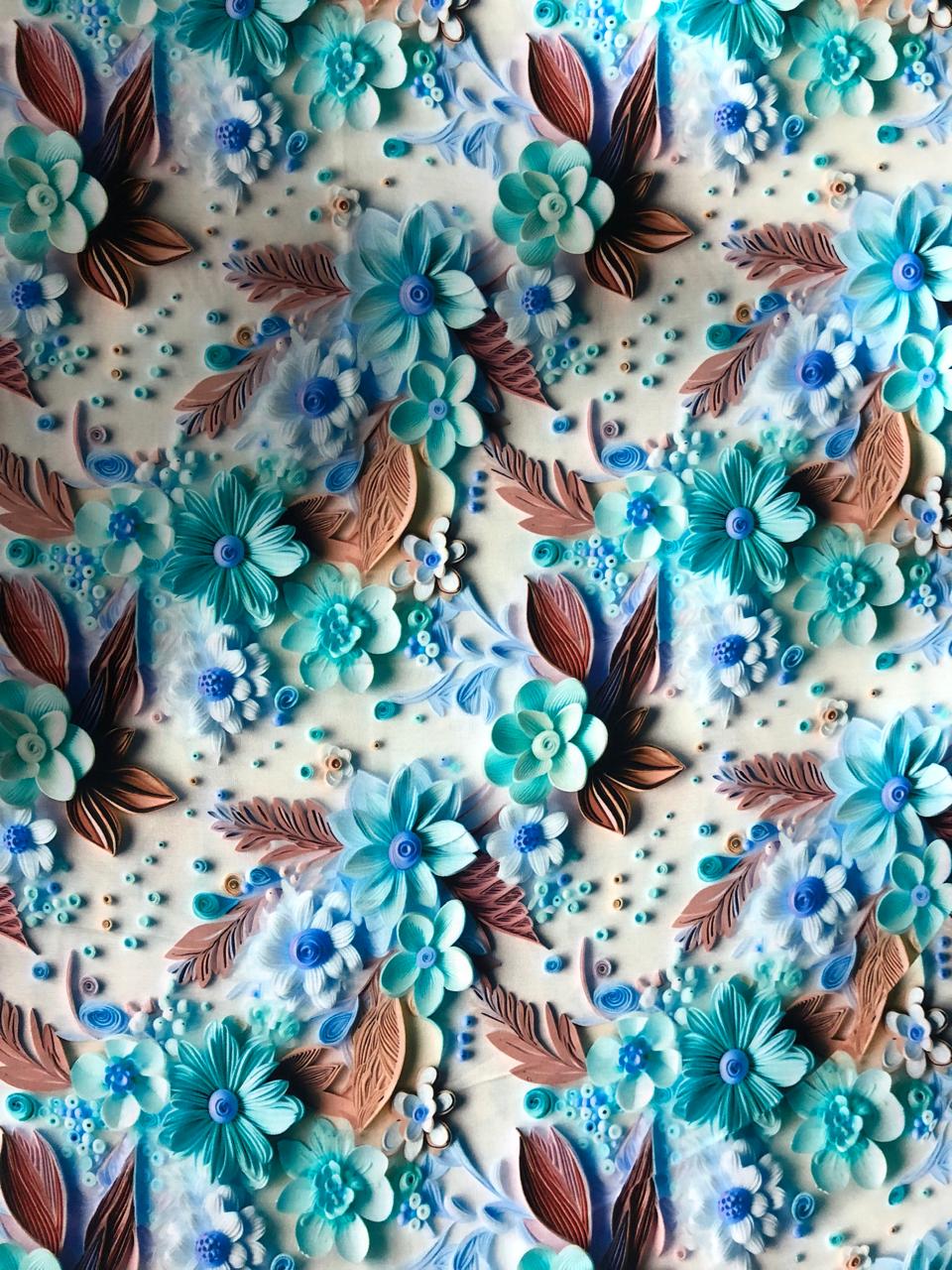 Tela Chalis 3D Diseño Flores X Metro.