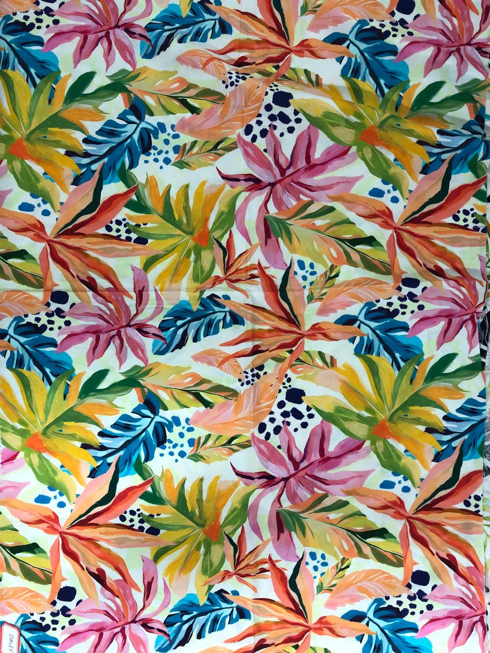 Tela Chalis 3D Diseño Plantas X Metro.