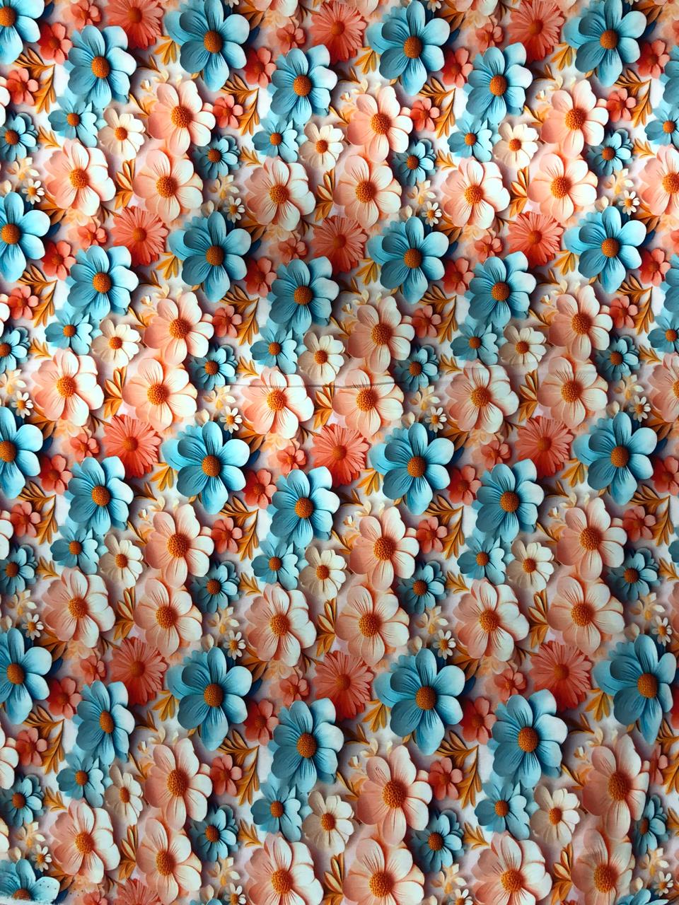 Tela Chalis 3D Diseño Flores X Metro.