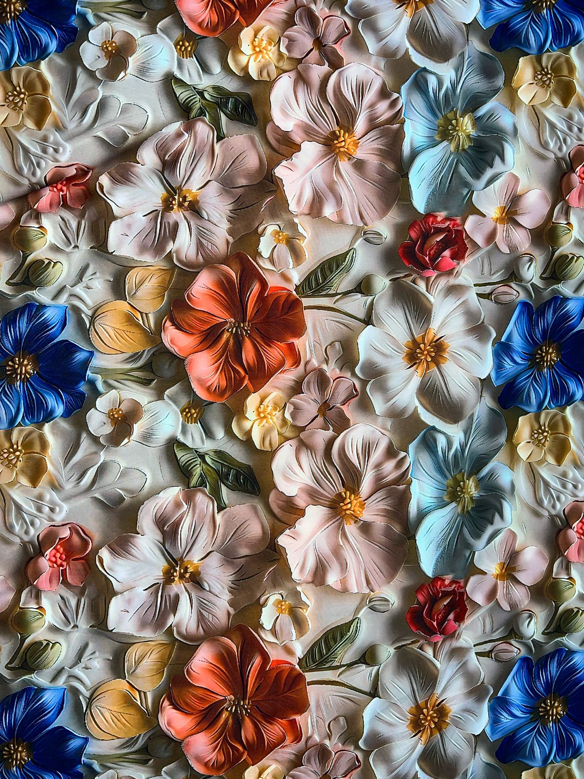 Tela Seda Mango 3D Diseño de Flores X Metro