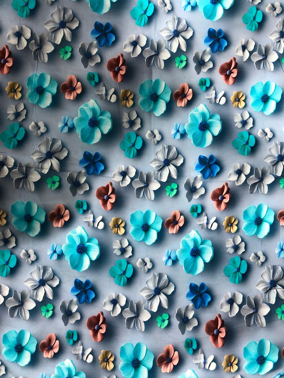 Tela Chalis 3D Diseño Flores X Metro.