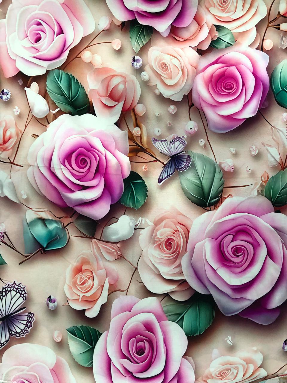 Tela Chalis 3D Diseño Flores X Metro.