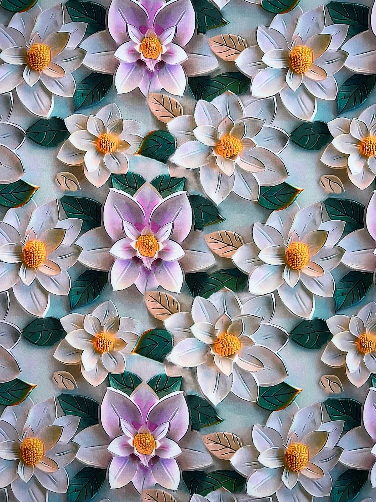 Tela Seda Mango 3D Diseño de Flores X Metro