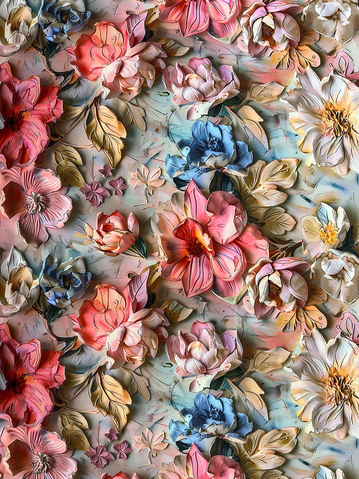 Tela Seda Mango 3D Diseño de Flores X Metro